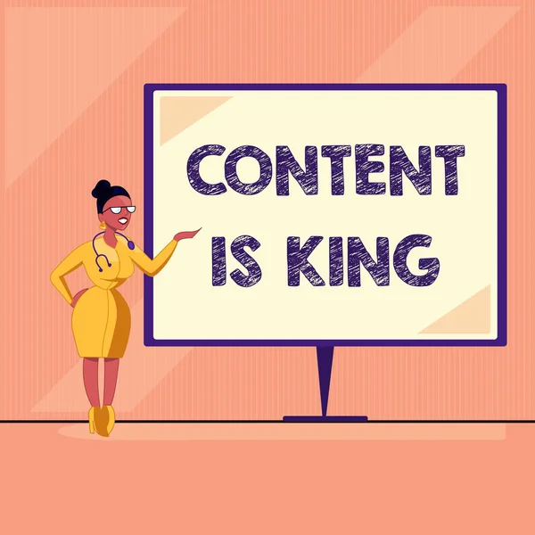 Word writing text Content Is King. Business concept for Content is the heart of today s marketing strategies.