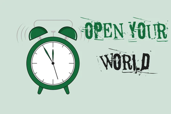 Texte d'écriture de mot Ouvrez votre monde. Concept d'entreprise pour Élargir votre esprit et votre mentalité de toute négativité — Photo
