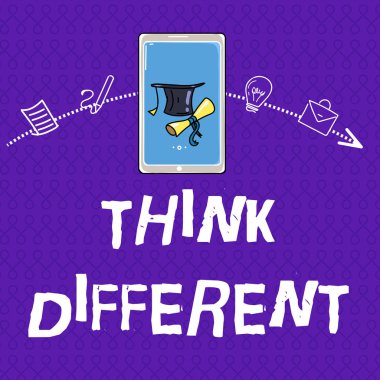 Farklı Düşün 'ü gösteren bir not yazıyorum. İş fotoğraflarının sergilenmesi düşüncelerinle ve tavırlarınla eşsiz olmalı. Değişim rüzgarı.