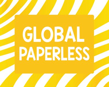 Global Evraksız Kelime Yazma Metni. Kağıt yerine e-posta gibi teknoloji yöntemleri için iş kavramı