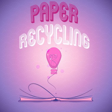 El yazısı, kağıt geri dönüşümü. Konsept demek, atık kağıtları geri dönüşümle yeni bir şekilde kullanmak demek.