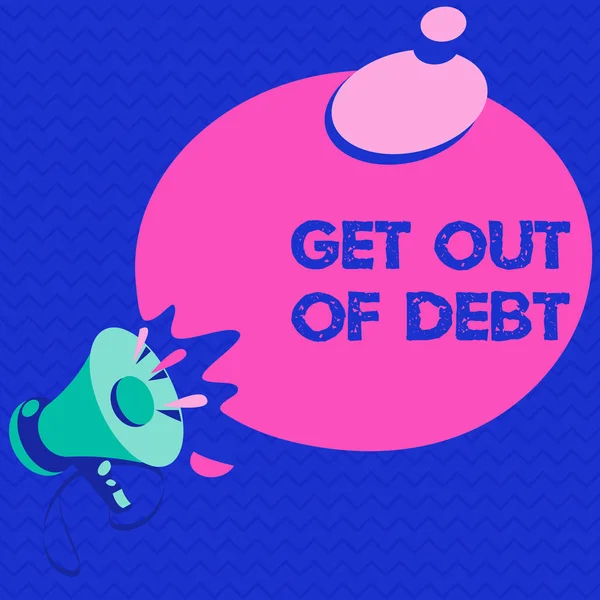 Tekst til ordskrivning: Kom ud af gæld. Forretningskoncept for Ingen udsigt til at blive betalt mere og fri for gæld - Stock-foto