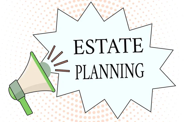 Word tekst intoetsen Estate Planning. Businessconcept voor het beheer en de opberging van die personen-landgoed — Stockfoto