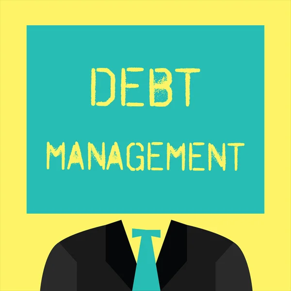 Text sign showing Debt Management. Conceptual photo The formal agreement between a debtor and a creditor — Stock Photo, Image
