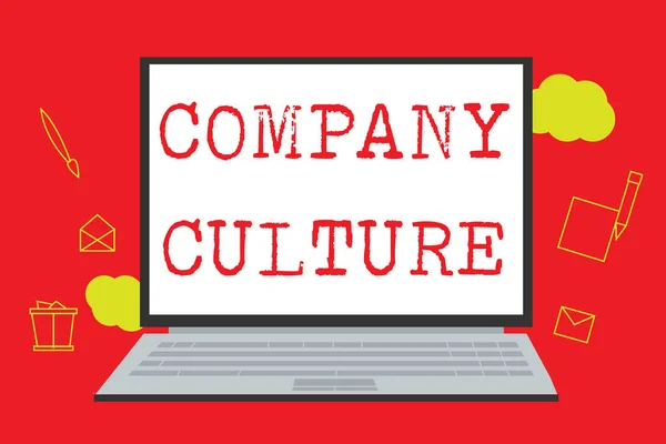 회사 문화를 보여 주는 문자 표지판. 개념 사진 고용인들 이 일하는 환경 과 요소들 — 스톡 사진
