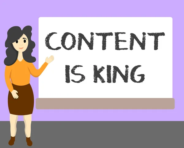 Slovo psaní textu obsah je král. Obchodní koncept pro obsah je jádrem dnešní marketingové strategie — Stock fotografie