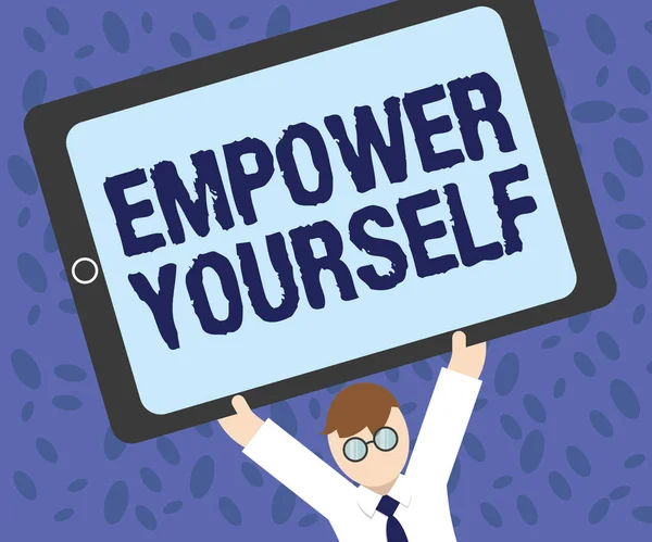 Escrevendo uma nota mostrando o Empower Yourself. Foto de negócios mostrando assumir o controle da vida definindo metas escolhas positivas — Fotografia de Stock