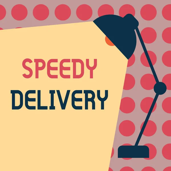 Konceptualne pismo pokazujące Speedy Delivery. Biznes zdjęcie tekst dostarczyć produkty w szybki sposób lub tego samego dnia wysyłki za granicą — Zdjęcie stockowe