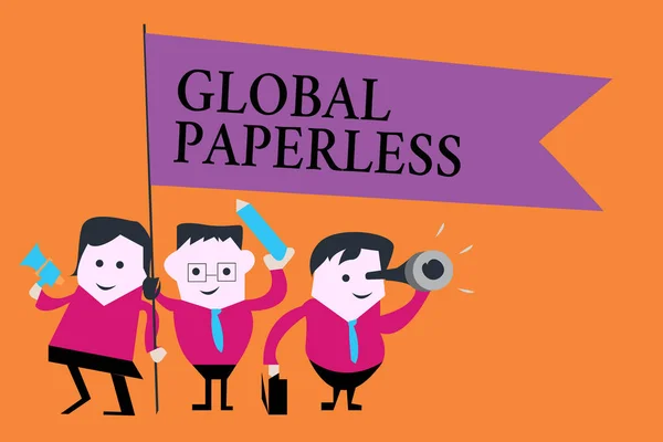 Word writing text Global Paperless (en inglés). Concepto de negocio para ir por métodos tecnológicos como el correo electrónico en lugar de papel — Foto de Stock