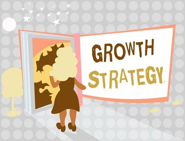 Skriva lapp som visar tillväxtstrategin. Affärsfoto showcasing Strategi som syftar till att vinna större marknadsandel på kort sikt — Stockfoto