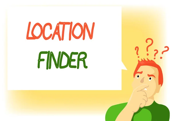 Annotazione di scrittura che mostra Location Finder. Business photo showcase Un servizio in evidenza per trovare l'indirizzo di un luogo selezionato — Foto Stock