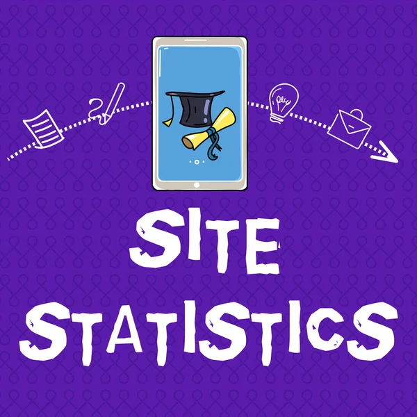 Sitenin İstatistiklerini gösteren not yazılıyor. Belirli web sitesine gelen ziyaretçilerin davranışlarının ölçüldüğü iş fotoğrafı — Stok fotoğraf