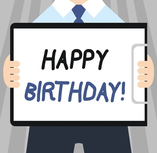 Word writing text Happy Birthday. Business concept for The birth anniversary of a person is celebrated with presents