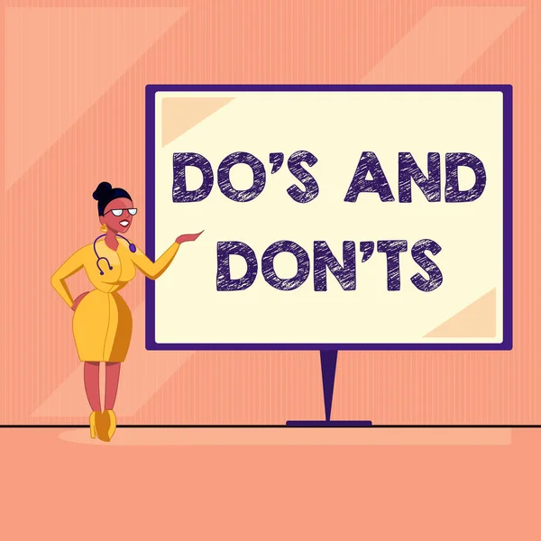 Texto de escritura de palabras Do s is And Don t nots. Concepto empresarial para la complicación tecnológica de la toma de decisiones —  Fotos de Stock