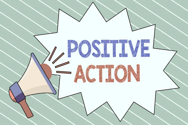 Writing note showing  Positive Action. Business photo showcasing doing good attitude against certain situation Fine reaction — Stock Photo, Image