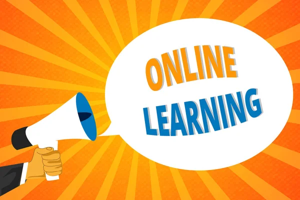 Почерк текста Online Learning. Понятие Ларнинг с помощью Интернета и компьютера — стоковое фото