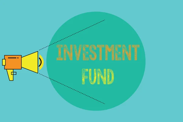 Scrittura concettuale a mano che mostra il Fondo di investimento. Business photo showcase Una fornitura di capitale appartenente a numerosi investitori — Foto Stock
