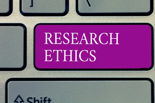 Conceptual hand writing showing Research Ethics. Business photo text interested in the analysis of ethical issues that raised — Stock Photo, Image