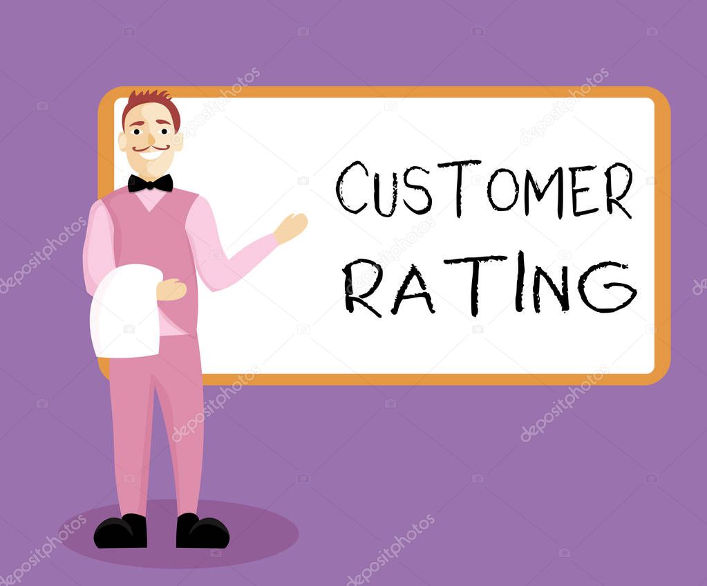Writing note showing Customer Rating. Business photo showcasing Each point of the customers enhances the experience