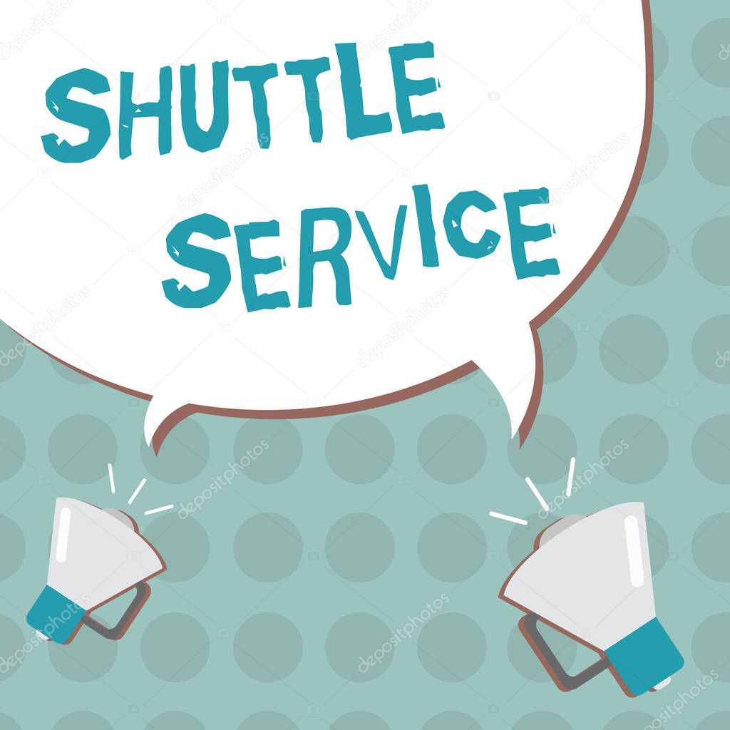 Conceptual hand writing showing Shuttle Service. Business photo text vehicles like buses travel frequently between two places