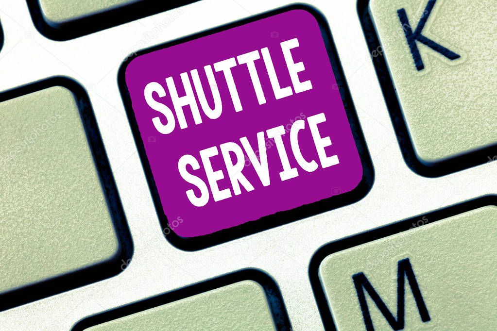 Text sign showing Shuttle Service. Conceptual photo vehicles like buses travel frequently between two places