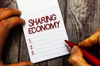 Paylaşım Ekonomisi 'ni gösteren metin işareti. Mallara erişim sağlanmasına dayalı kavramsal fotoğraf ekonomik modeli 