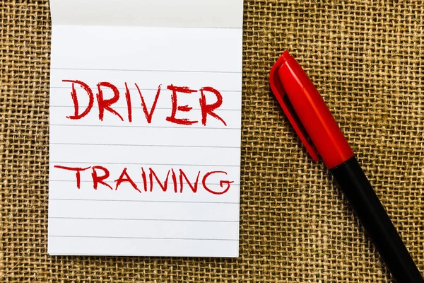 Handwriting text Driver Training. Concept meaning prepares a new driver to obtain a drivers license