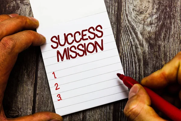 Text sign showing Success Mission. Conceptual photo getting job done in perfect way with no mistakes Task made