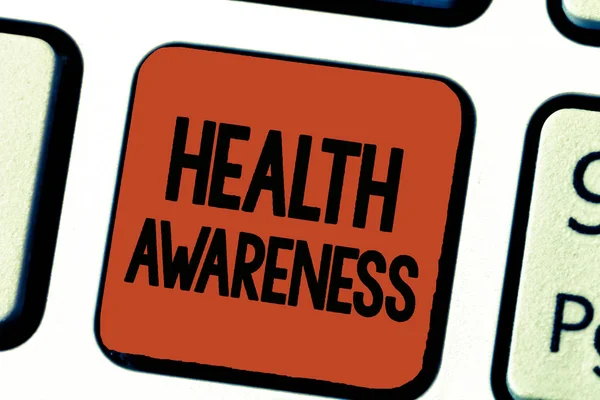Conceptual hand writing showing Health Awareness. Business photo showcasing Promoting community issues and preventative action — Stock Photo, Image