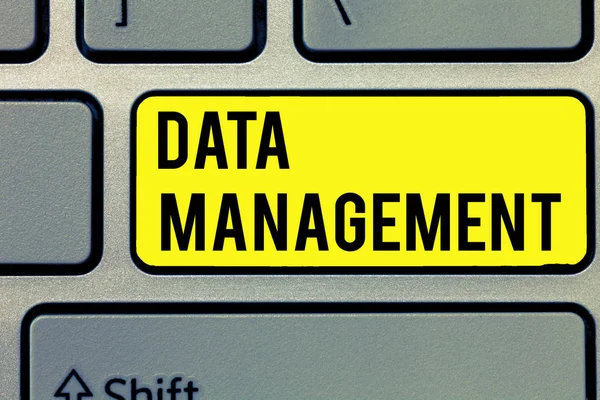 Text sign showing Data Management. Conceptual photo The practice of organizing and maintaining data processes