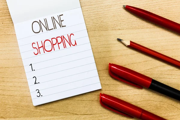 Εννοιολογική γραφή χέρι δείχνει Online Αγορές. Business photo κειμένου επιτρέπει στους καταναλωτές να αγοράζουν τα προϊόντα τους μέσω του Διαδικτύου — Φωτογραφία Αρχείου