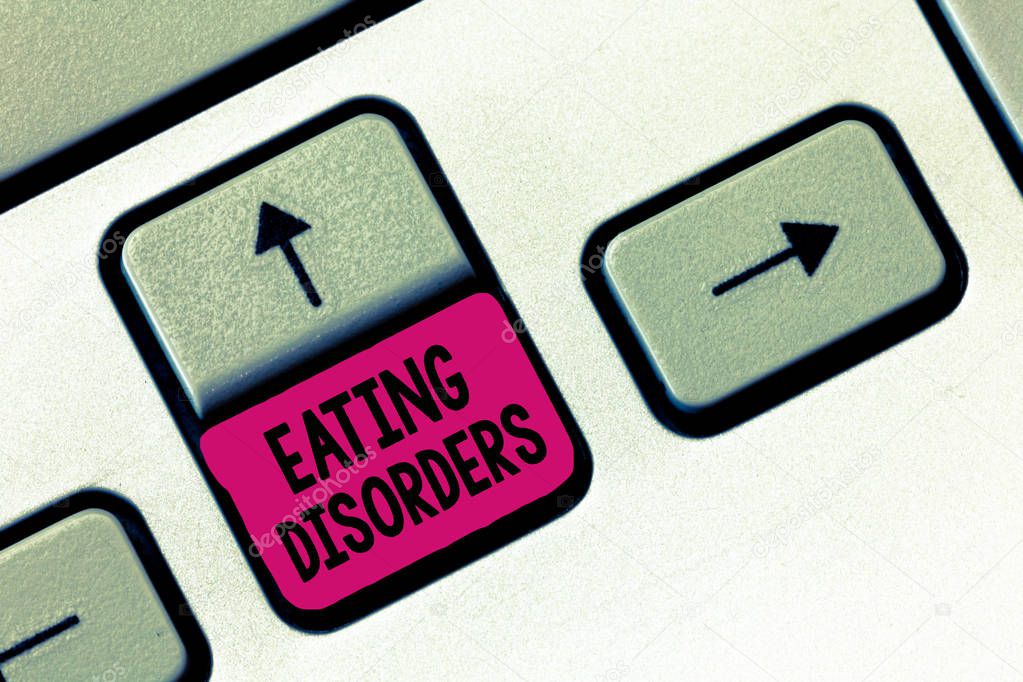 Text sign showing Eating Disorders. Conceptual photo any of a range of psychological abnormal food habits