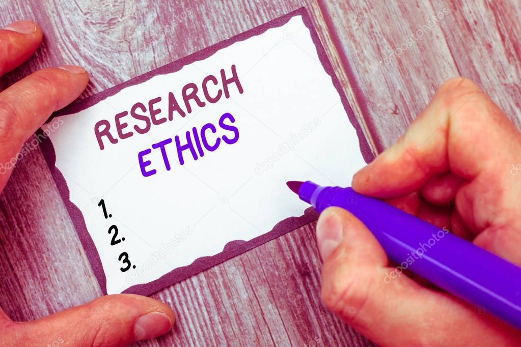 Word writing text Research Ethics. Business concept for interested in the analysis of ethical issues that raised 