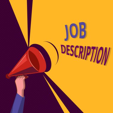 İş Açıklamasını gösteren kavramsal el yazısı. İş fotoğrafı gösterimi Bir konumun sorumluluklarını açıklayan bir belge