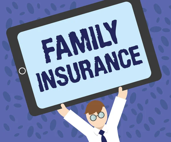 Skriftlig anteckning som visar Familjeförsäkring. Företagsfoto visar upp betala en partiell eller fullständig sjukvård för släktingar — Stockfoto