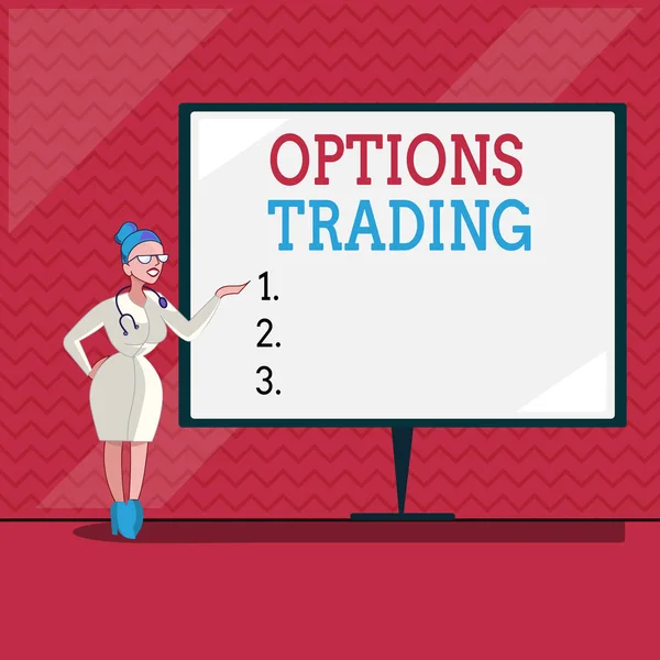 문자 옵션 트레이딩 (Options Trading). 상품이나 서비스를 전 세계로 확산시키기 위한 다양 한 옵션에 대한 사업 개념 — 스톡 사진