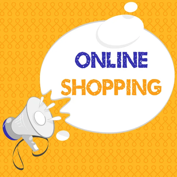 Handschriftlicher Text Online-Shopping. Konzept ermöglicht es Verbrauchern, ihre Waren über das Internet zu kaufen — Stockfoto