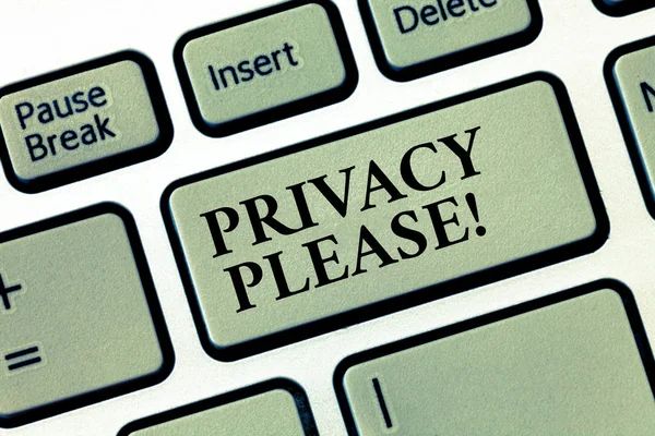 Handgeschreven tekst Privacy Please. Begrip betekenis vraagt iemand te respecteren uw persoonlijke ruimte laat — Stockfoto