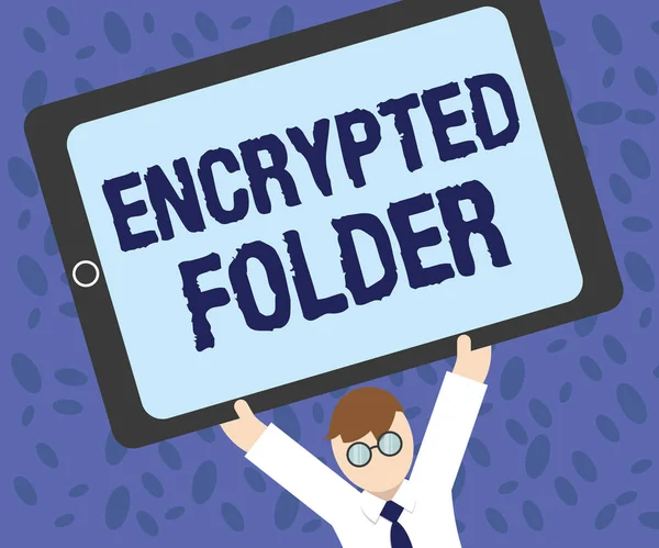 Writing note showing  Encrypted Folder. Business photo showcasing protect confidential data from attackers with access