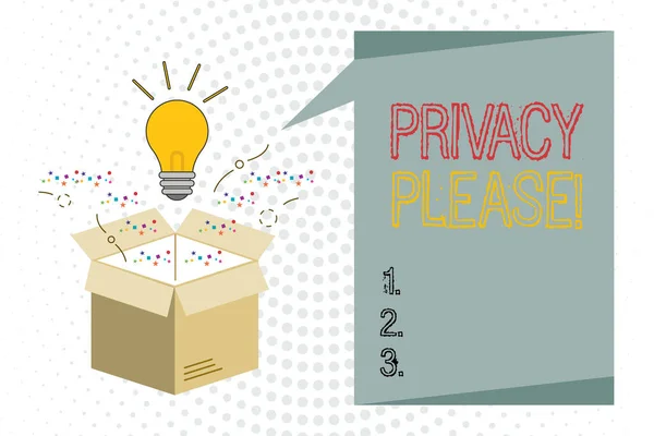 Scrittura di testi a mano Privacy Per favore. Concetto significa chiedere a qualcuno di rispettare il tuo spazio personale — Foto Stock
