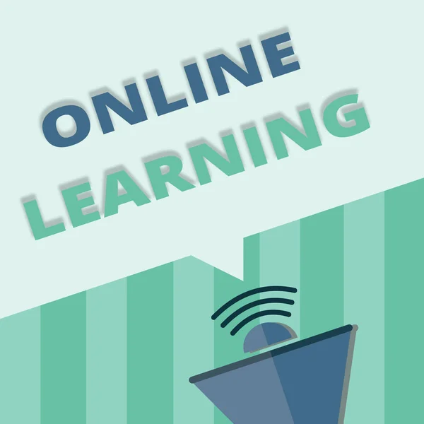 Ordskrivning text Online Learning. Affärsidé för Larning med hjälp av Internet och dator — Stockfoto