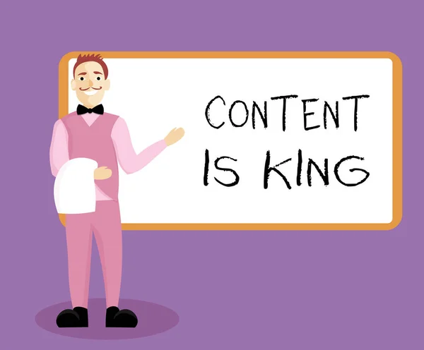 Escribir nota mostrando el contenido es el rey. Exhibición de fotos de negocios El contenido es el corazón de las estrategias de marketing actuales —  Fotos de Stock