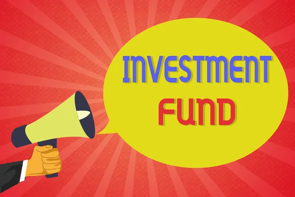 Εννοιολογική γραφή χέρι δείχνει Επενδυτικό Ταμείο. Business photo text Προμήθεια κεφαλαίου που ανήκει σε πολυάριθμους επενδυτές — Φωτογραφία Αρχείου