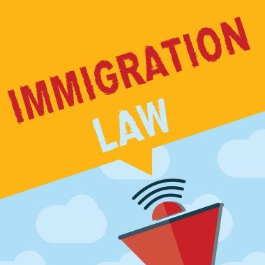 Göçmenlik Yasası 'nı gösteren bir yazı. Bir yurttaşın göç ettiği kavramsal fotoğraf seyahatinde yasaldır.