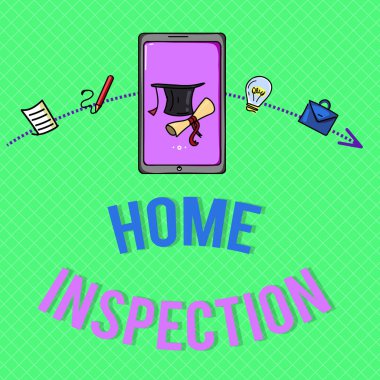 Text sign showing Home Inspection. Conceptual photo Examination of the condition of a home related property clipart