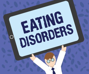 Yeme bozuklukları gösterilen Not yazma. Herhangi bir dizi psikolojik anormal yemek alışkanlıkları bir vitrine iş fotoğraf