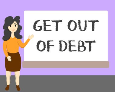 Word writing text Get Out Of Debt. Business concept for No prospect of being paid any more and free from debt clipart