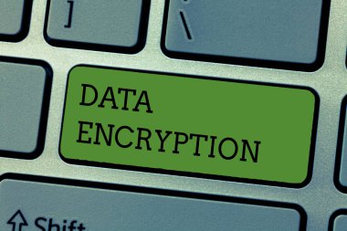 Veri şifreleme gösterilen Not yazma. Şifreleme elektronik veri için simetrik anahtar algoritması vitrine iş fotoğraf