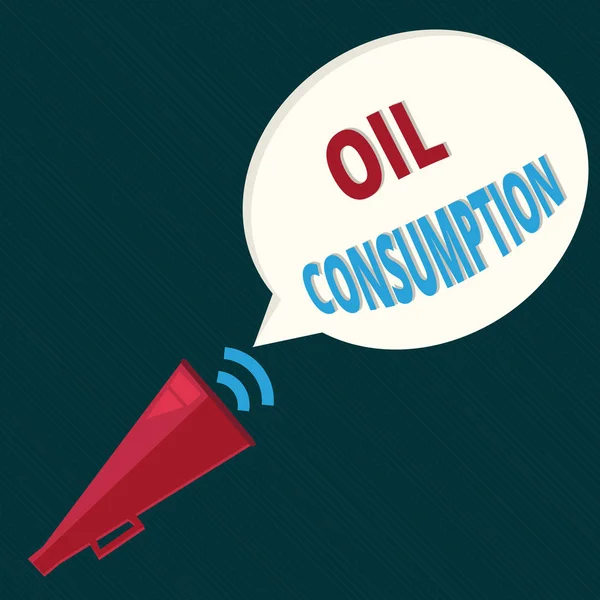 Signo de texto que muestra el consumo de petróleo. Foto conceptual Esta entrada es el petróleo total consumido en barriles por día —  Fotos de Stock