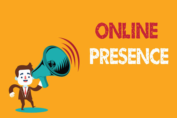Text sign showing Online Presence. Conceptual photo existence of someone that can be found via an online search